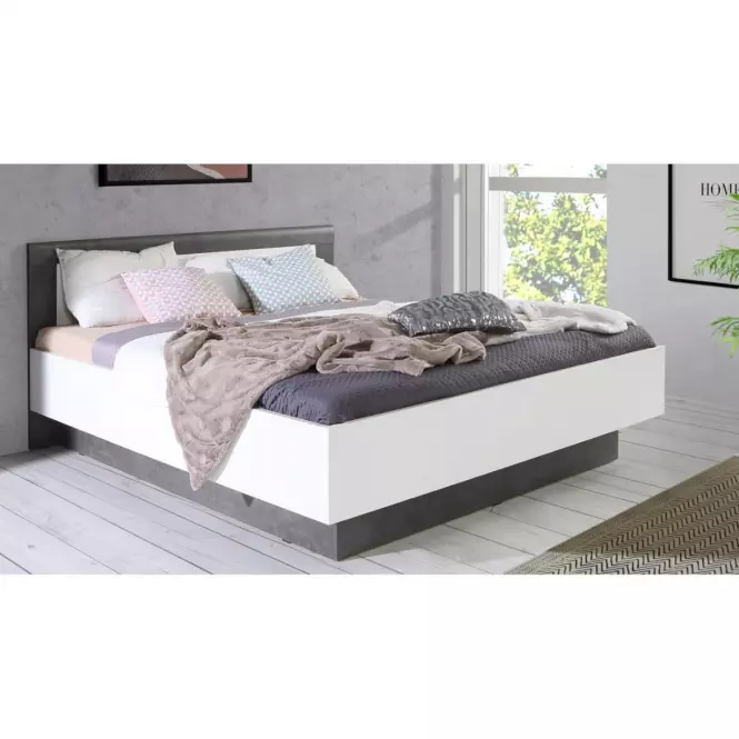 Posteľ Julietta 167 JLTL167-C289 s nádobou betón/biely lesk