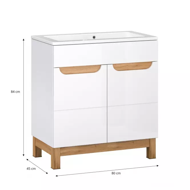 Kúpeľňová skrinka pod umývadlo Bafi 2D 80 cm