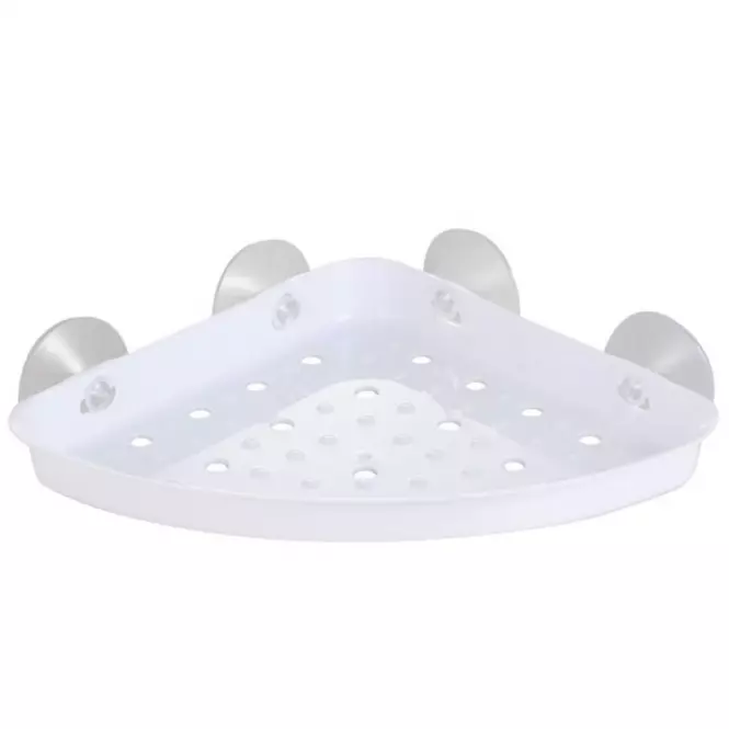 Košík PVC rohový na prísavky biely kn0500-wht