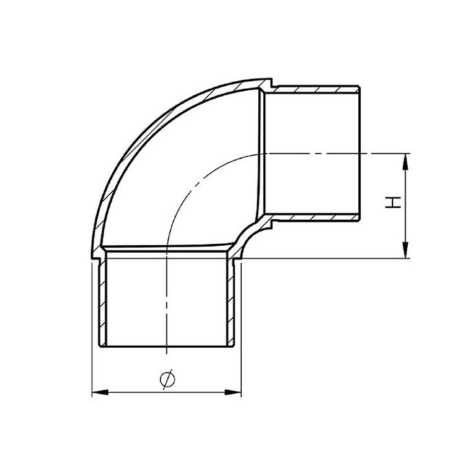 Koleno 90st. 42.4x2mm nehrdz. Oceľ aisi304