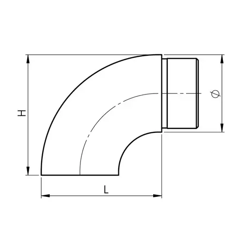 Koleno koncové 42,4x2 mm nehrdz. oceľ aisi304