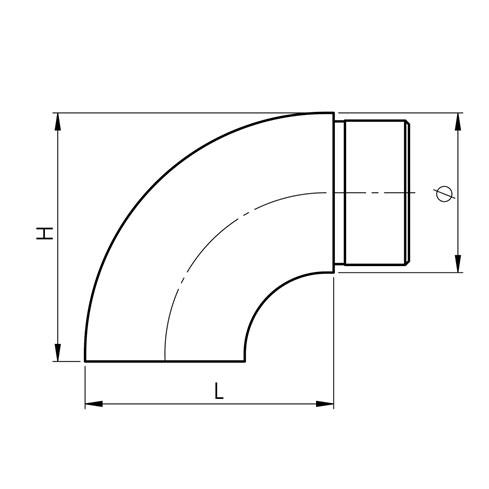 Koleno koncové 42,4x2 mm nehrdz. oceľ aisi304