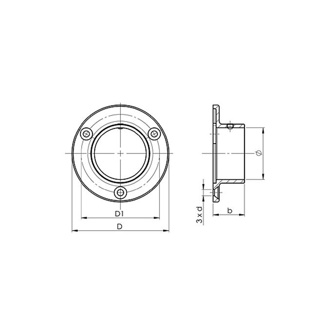 Prístenný golier 0505 42.4mm brúsený aisi304