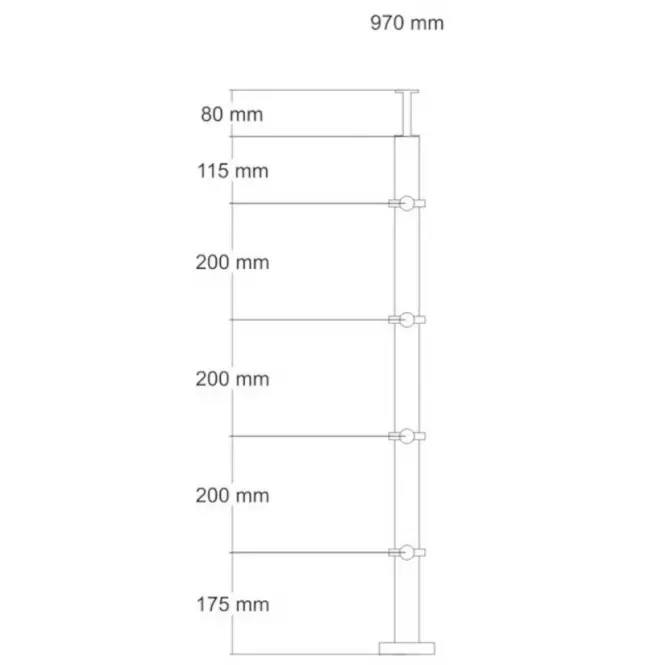 Stĺpik atlanta 970mm 4 priechodky oceľ nehrdz. 2 ks ais
