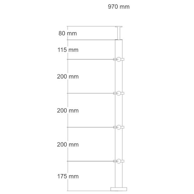 Stĺpik atlanta 970mm 4 priechodky oceľ nehrdz. 2 ks ais