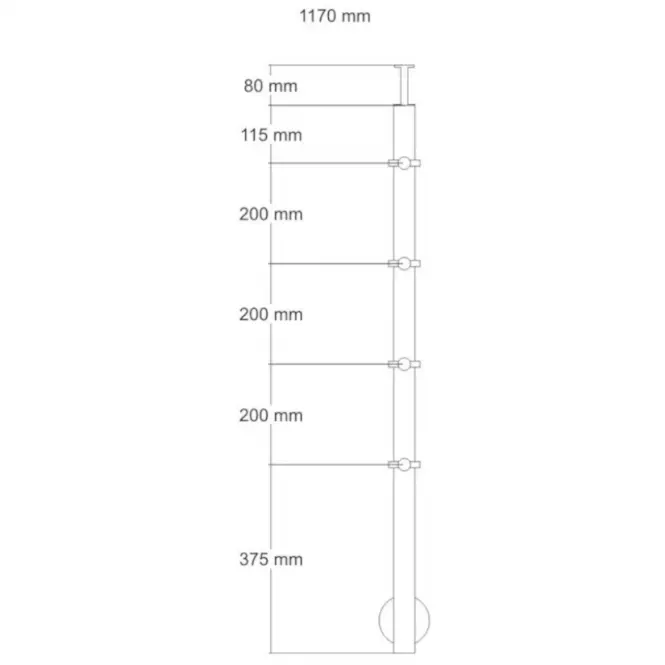 Stĺpik bordeaqux/atlanta 1170mm. 1x francúzke upevnenie