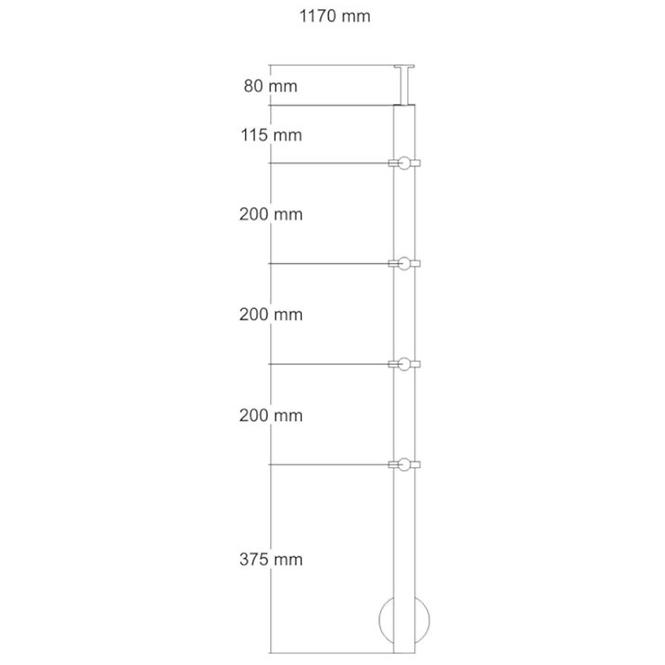 Stĺpik bordeaqux/atlanta 1170mm. 1x francúzke upevnenie