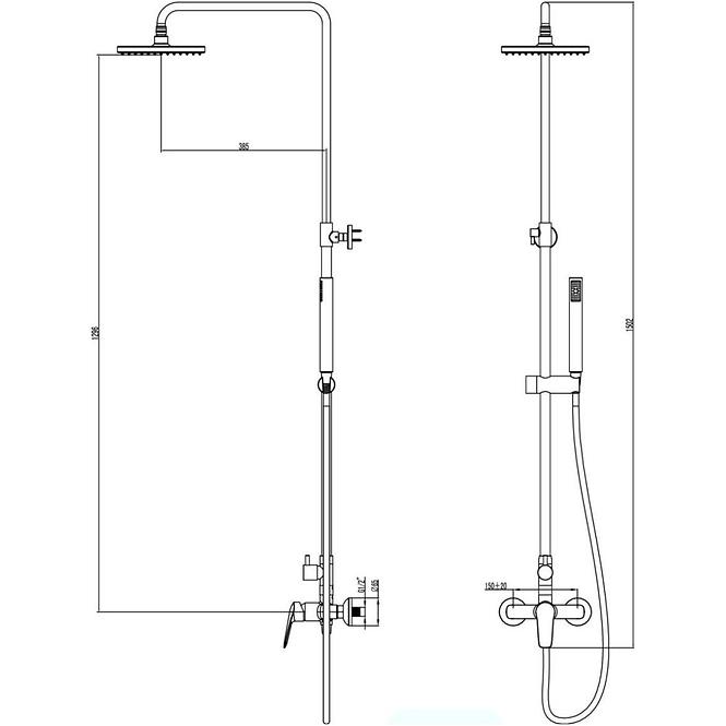 Xena sprchovy system s funkcia dažďovej sprchy s mechanickou miešačom