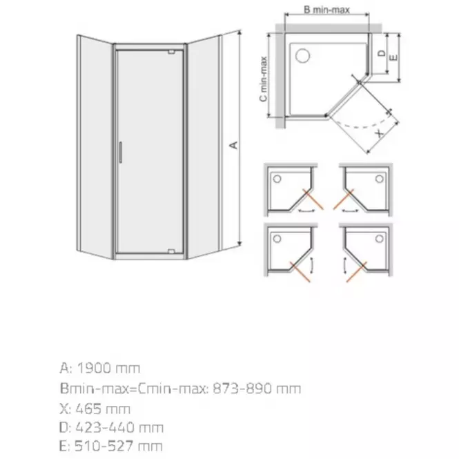 Sprchový kút PKDJ/TX5 90 W0 SB Glass Protect