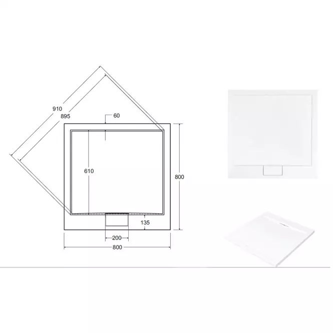 Rohová Vanička Ultraslim Axim 80x80x4.5+sifón
