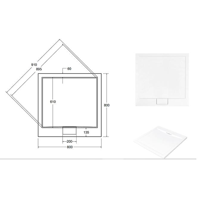 Rohová Vanička Ultraslim Axim 80x80x4.5+sifón