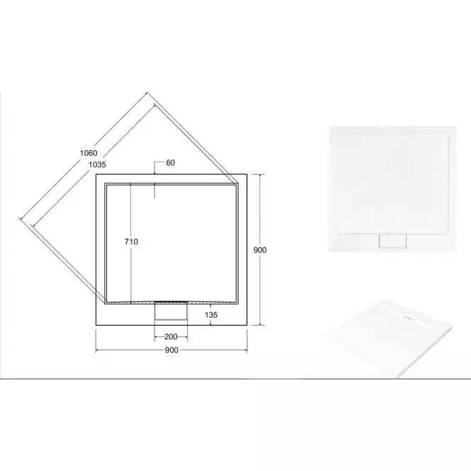 Rohová Vanička Ultraslim Axim 90x90x4.5+sifón