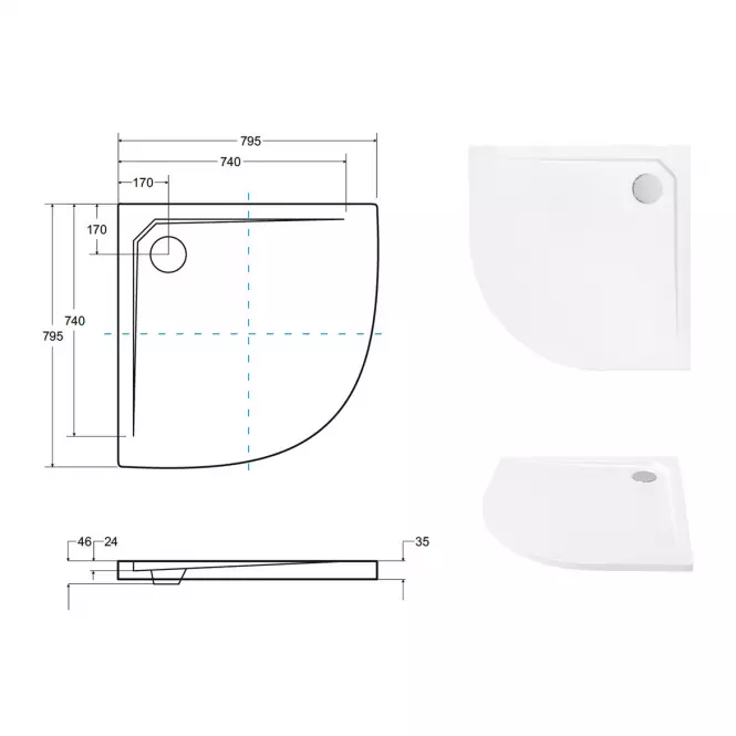 Rohová Vanička Ultraslim Axim 80x80x4.5+sifón