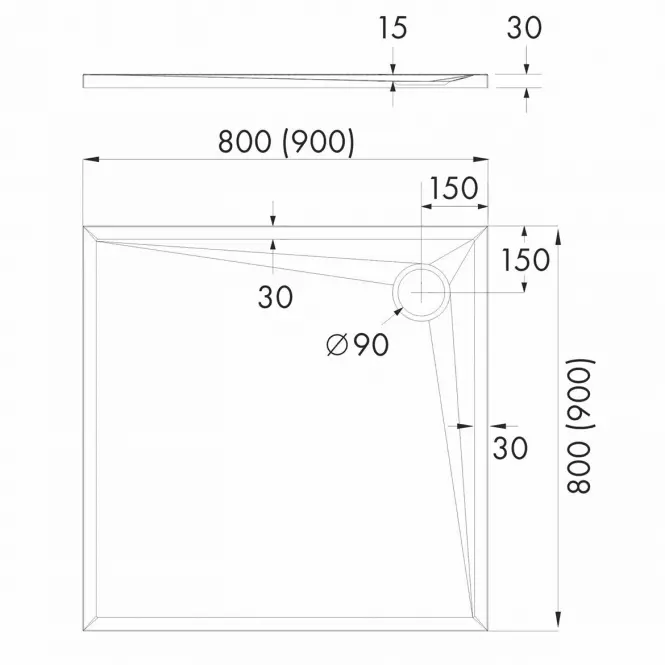 Rohová vanička AQM12460CST 80X80X3 čierna,2
