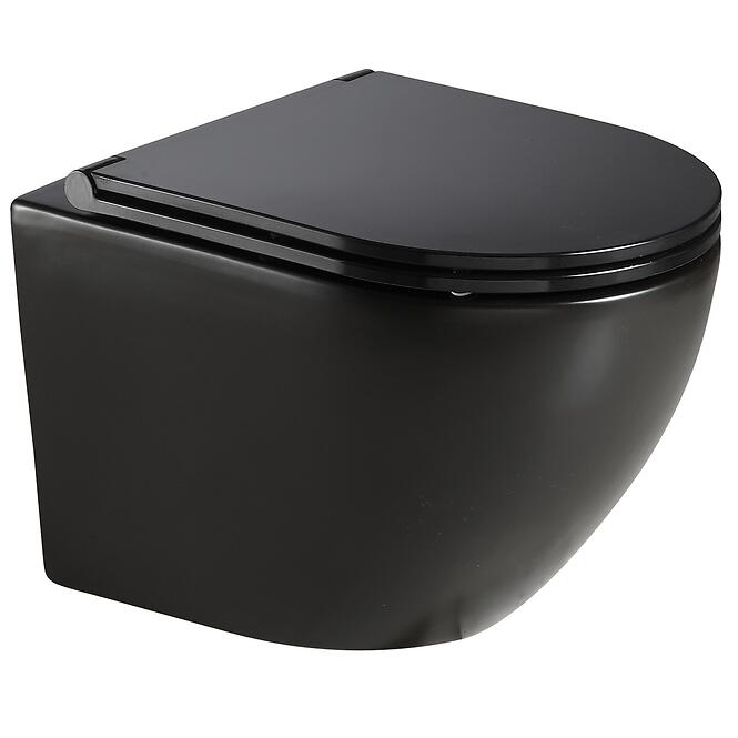 Závesná WC misa čierna Robin  s doskou voľne padajúca