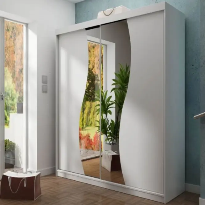 Skriňa s posuvnými dverami Top 8 150cm so zrkadlom – biela, dvojdverová,3