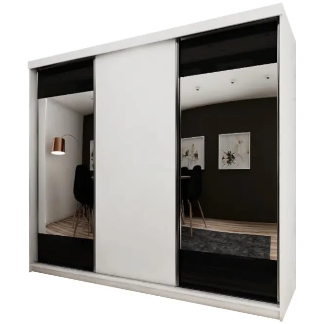 Skriňa s posuvnými dverami Top 34 250cm so zrkadlom – biela, trojdverová
