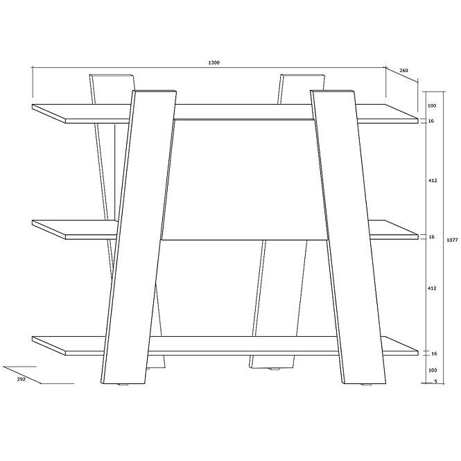 Regál Via 130-2D Craft Zlatý