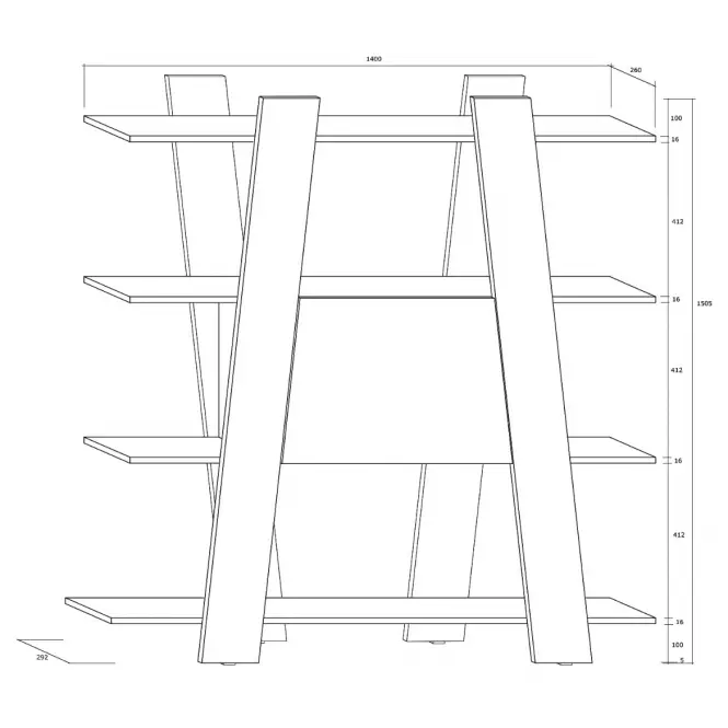 Regál Via 140-2D Craft Zlatý,3