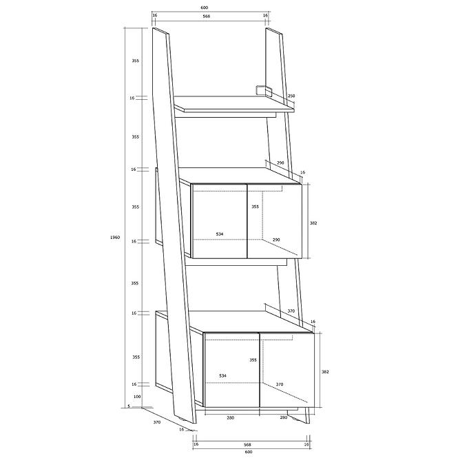 Regál Rack 60-2D Biely/čierna