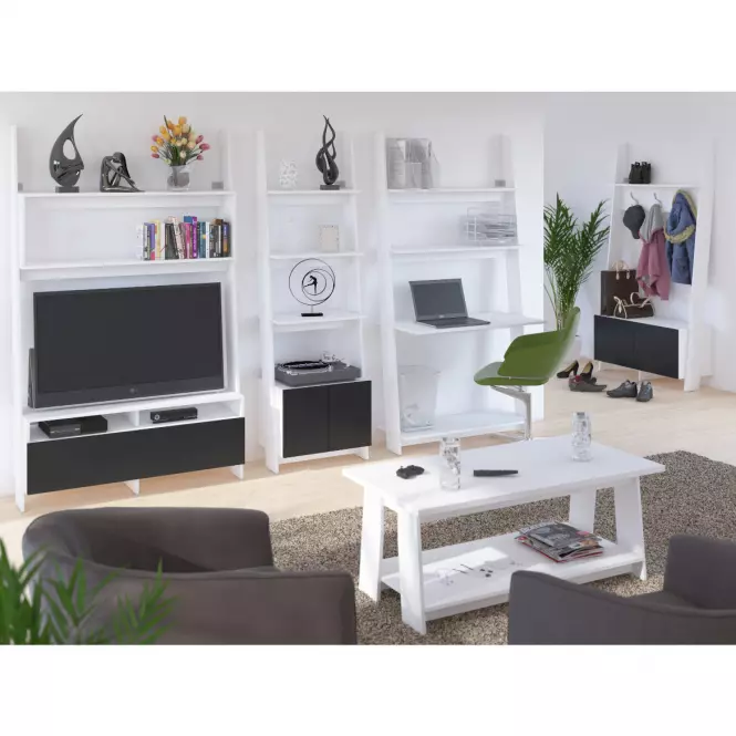 Regál Rack 60-2D Biely/čierna,5