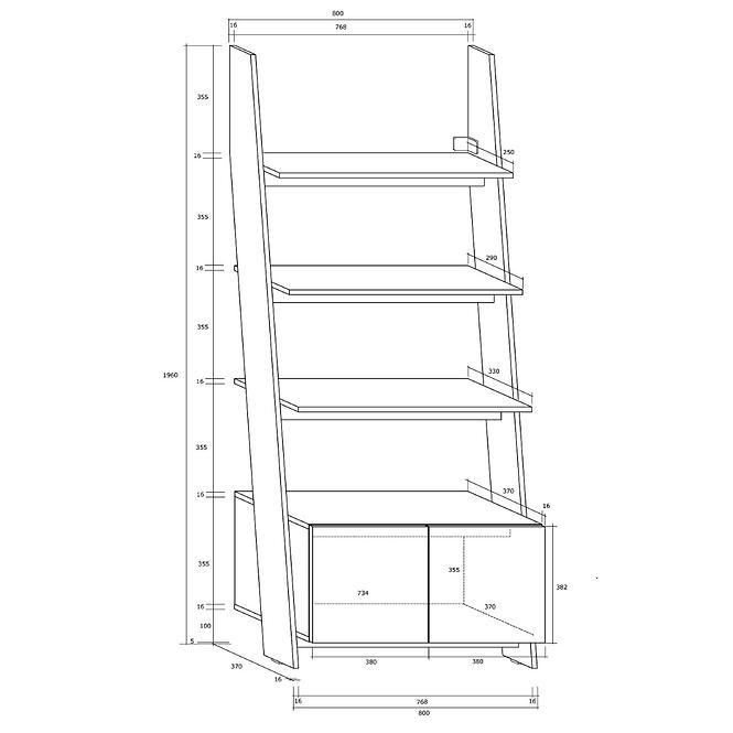 Regál Rack 80-1D Biely/čierna