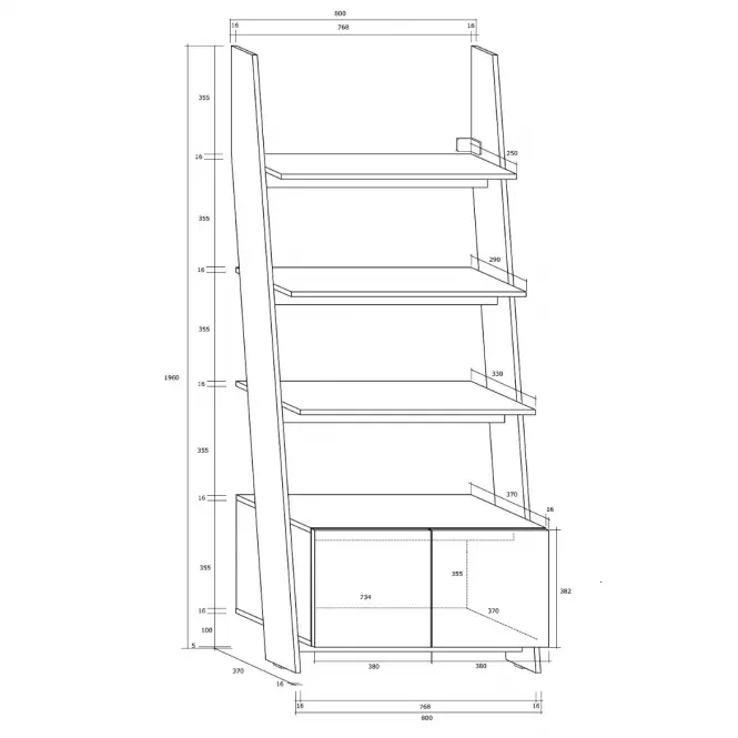 Regál Rack 80-1D Biely/čierna,2