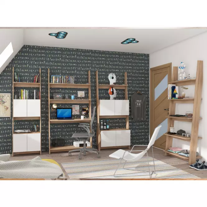 Regál Rack 60-1D sonoma/Biely lesk,4