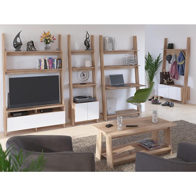 Regál Rack 60-1D sonoma/Biely lesk