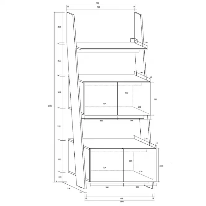 Regál Rack 80-2D sonoma/Biely lesk