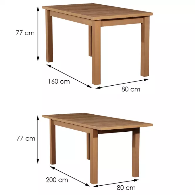 Rozkladací stôl ST28 160/200x80cm dub wotan