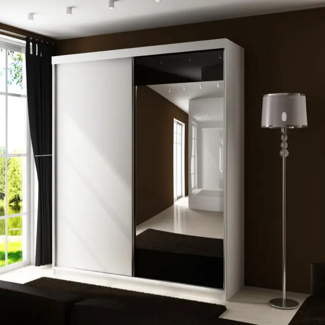 Skriňa s posuvnými dverami Top 33 150cm so zrkadlom – biela, dvojdverová