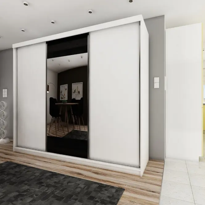 Skriňa s posuvnými dverami Top 33 250cm so zrkadlom – biela, trojdverová