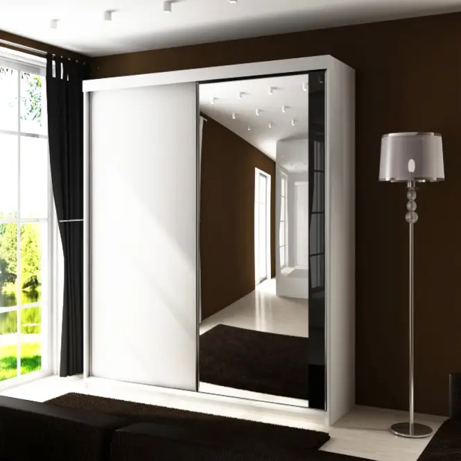Skriňa s posuvnými dverami Top 31 150cm so zrkadlom – biela, dvojdverová