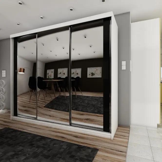 Skriňa s posuvnými dverami Top 30 250cm so zrkadlom – biela, trojdverová