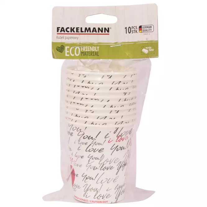 Papierové poháre 250ml Biele srdce 230411