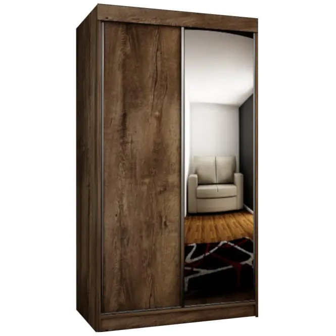 Skriňa s posuvnými dverami Top 23 100cm so zrkadlom – jaseň tmavý, dvojdverová