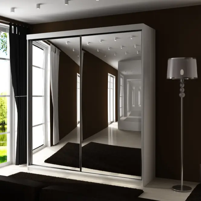 Skriňa s posuvnými dverami Top 21 150cm so zrkadlom – biela, dvojdverová