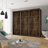 Skriňa s posuvnými dverami Top 25 plus 250cm – jaseň tmavý, trojdverová