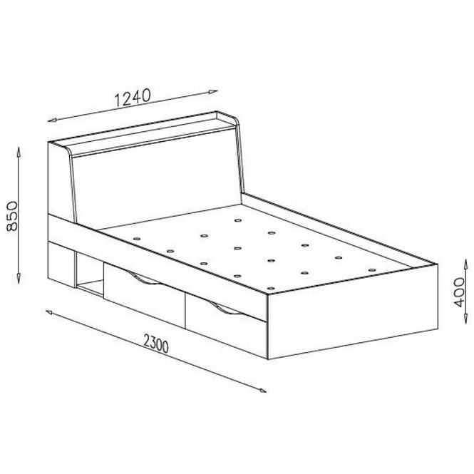 Posteľ Delta 124 dl15 dub/antracit