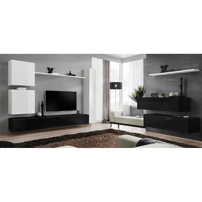 Obývacia stena Switch VIII biela/čierna,11