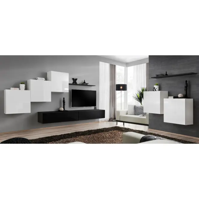 Obývacia stena Switch X biela/čierna,11
