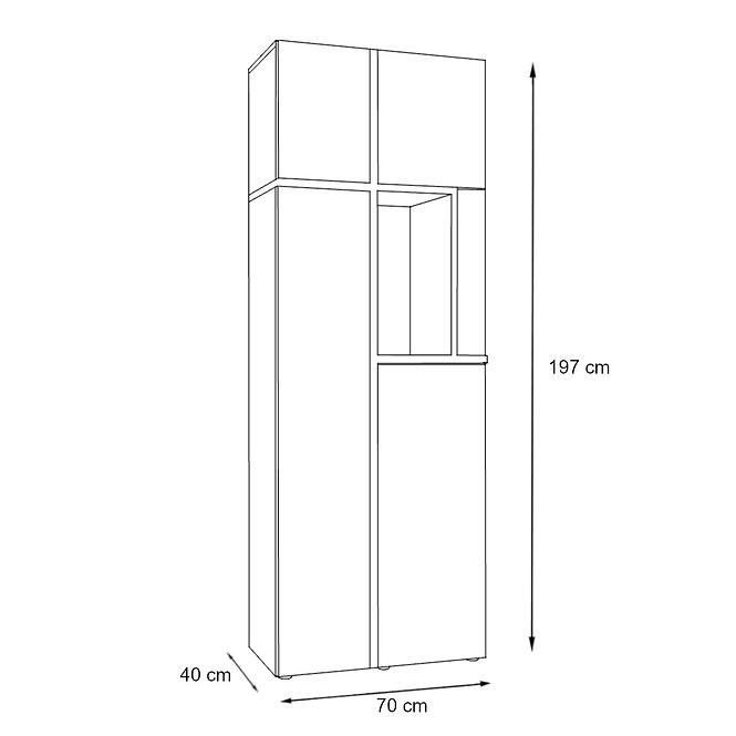 Vysoká vitrína Cross biela/perla Elm,3