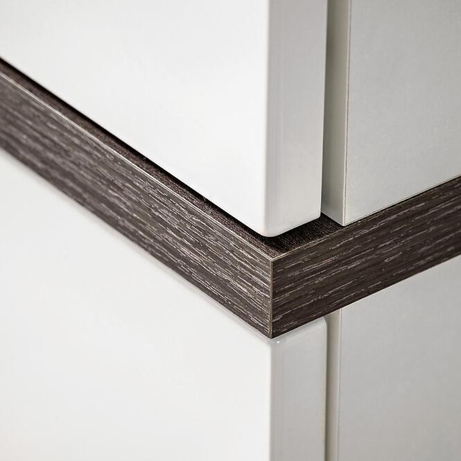 Vysoká vitrína Cross biela/perla Elm,6