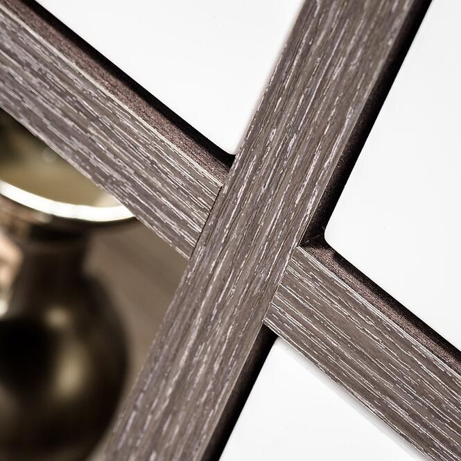 Vysoká vitrína Cross biela/perla Elm,8