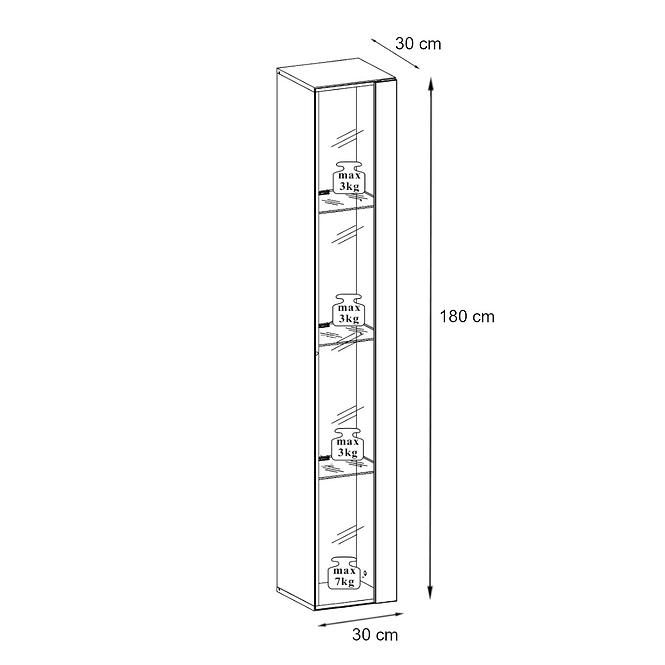 Závesná skrinka Switch Sklo WW1 Biely + LED