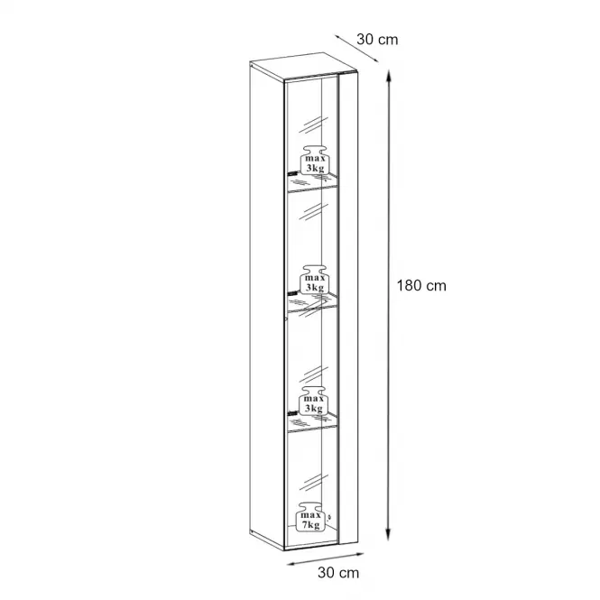 Závesná skrinka Switch Sklo WW1 Biely + LED,3