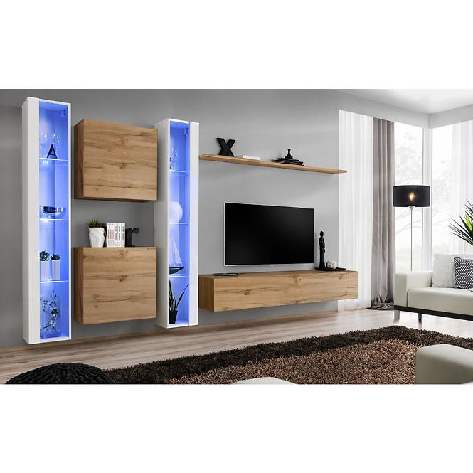 Závesná skrinka Switch Sklo WW1 Biely + LED