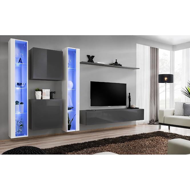 Závesná skrinka Switch Sklo WW1 Biely + LED
