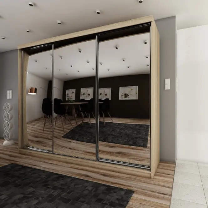 Skriňa s posuvnými dverami Top 21 250cm so zrkadlom – dub sonoma, trojdverová